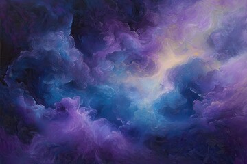 Poster - Serene Abstract Clouds in Vibrant Purple and Blue Hues
