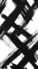 Poster - Abstract Black and White Brush Stroke Art on White Background