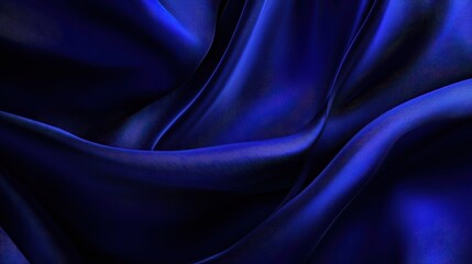 Poster - Deep Blue Satin Fabric Texture with Flowing Waves and Soft Shine