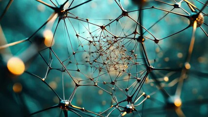 Poster - Exploration of a complex gowing molecular network showcasing intricate connections and formations, A Growing Molecular Network