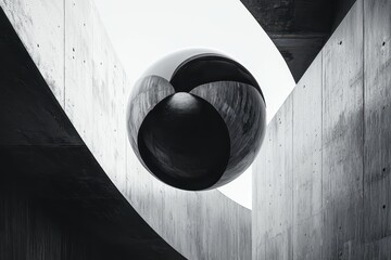 Poster - Abstract Sphere in Modern Architecture with Concrete Structure