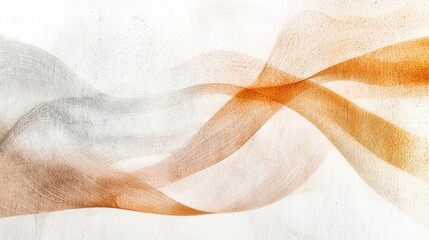 Poster - Abstract Digital Waves in Soft Orange and Gray Tones on Canvas