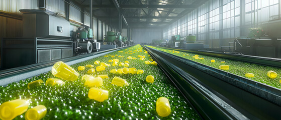 Poster - Factory conveyor belt, product transport