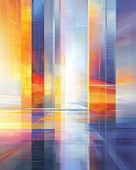 Poster - Colorful Abstract Digital Art with Light and Shadow Effects