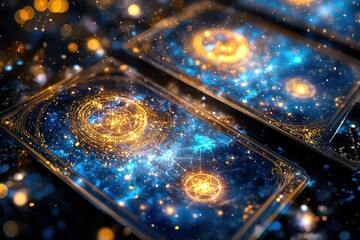 Poster - Sparkling Galaxies and Cosmic Patterns with Bright Golden Elements