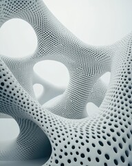 Poster - Abstract White Structure with Holes and Patterns in Smooth Form