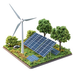 green energy landscape sustainable future electric car wind turbine solar panels