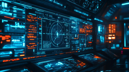 Poster - Futuristic frames. Cyberpunk HUD square screen, callout, title and radar. Digital info box and sci fi UI panel. Virtual interface vector set with panels and hologram window or display