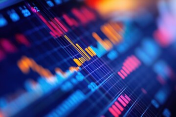 Poster - This closeup photo showcases a bar chart placed on a table providing a detailed view of the charts design and data A bar chart representing profits and losses in stock trading .