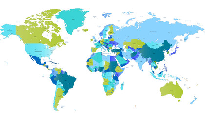 Naklejka na meble World map. Color modern vector map. Silhouette map.