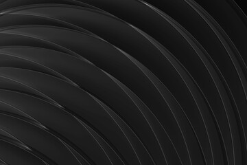 Poster - contemporary minimalist abstract background, pattern - thin grey curved stripes, grid on carbon grey