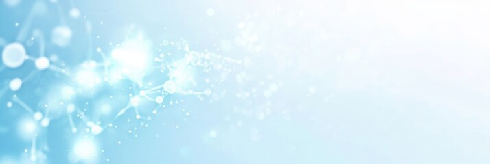 Poster - Abstract molecular structures in light blue and white create a sterile and scientific atmosphere with a soft gradient for text placement