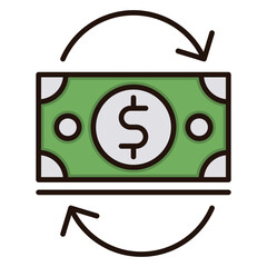 Poster - Smooth Money Flow, Financial Transaction, Secure And Fast Exchange Depicted In A Vibrant Green And Black Illustration With Circular Arrows Indicating Constant Movement