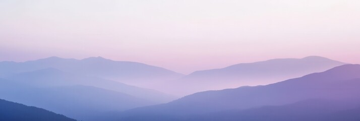 Aufkleber - Serene mountain landscape with calming gradient from lavender to pale blue during twilight hours