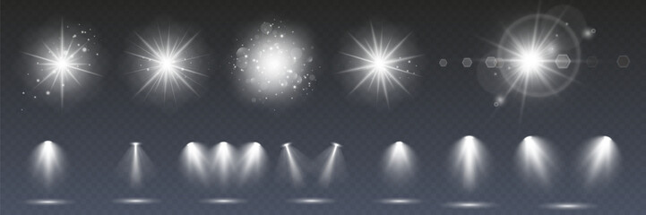Wall Mural - yellow glowing light explodes on a transparent background. sparkling magical dust particles. bright 
