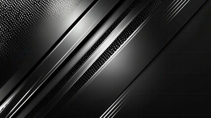 Poster - Dynamic metallic background with sleek silver and black lines creating an industrial atmosphere