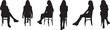 © Curto - vector; silhouette of various poses of same girl sitting on chair