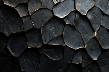 Poster - Abstract dark gray stone texture with gold veins, resembling cracked earth or a mosaic.