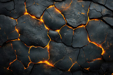 Poster - Cracked dark surface with glowing orange lava filling the fissures.