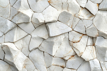 Aufkleber - Irregular, fragmented white stone wall texture.  Rough, broken pieces create a unique pattern.