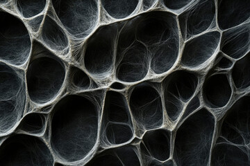 Poster - Intricate web-like structure with irregular cavities, resembling a complex network or organic texture.