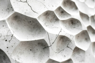Poster - Abstract textured concrete surface with a three-dimensional honeycomb pattern and cracks.