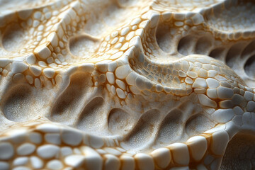 Poster - Abstract textured surface resembling scales or skin, undulating with beige and white tones.