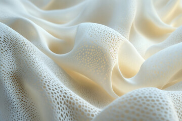 Poster - Creamy textured fabric with a unique perforated pattern, softly draped and flowing.