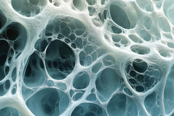 Poster - Intricate network of interconnected cavities resembling a complex, porous structure.