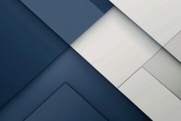 Poster - Structured geometric design in navy blue, gray, and white highlighting themes of governance and stability, suitable for modern layouts and applications
