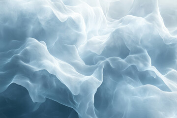 Poster - Abstract image of flowing, translucent fabric with light blue hues, creating a dreamy, ethereal effect.