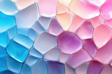 Aufkleber - Abstract image of pastel-colored, glossy, irregular shapes resembling mosaic or stained glass.