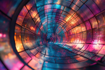 Poster - A vibrant, colorful tunnel with mosaic-like walls, creating a mesmerizing perspective.