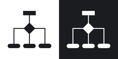 Flowchart icons in solid black and white collection