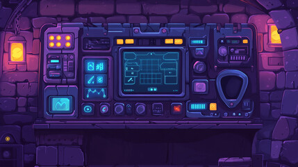 Poster - live stream interface overlay frames for gamer broadcast. cyber hud screen, panels, buttons and icon