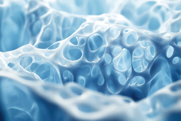 Poster - Abstract image depicting a porous, interconnected structure resembling a network of veins or spongy bone.