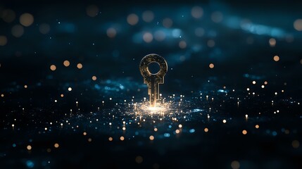 Poster - Glowing light bulb on dark background with magical sparkles and bokeh effects creating mystical atmosphere. Concept of innovation and creative ideas.
