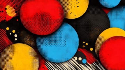 Poster - Colorful polka dot circles overlapping creating modern abstract background