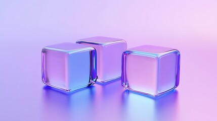 Poster - Precisely Aligned Glossy Blocks. Purple and Blue, Modern Tech Background. 3D Render.