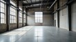 © Vidokk - Empty Industrial Space with Steel Windows. Versatile Background. Ideal for product mockups in an industrial setting, illustrating concepts of spaciousness or urban decay