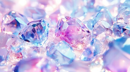 Poster - Geometrischer Hintergrund mit rosa blauen Kristallen durch die das Licht durchbricht