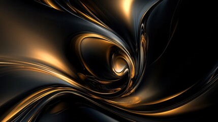Poster - Elegant abstract swirl design featuring gold accents set against a dark background for modern decor and branding solutions