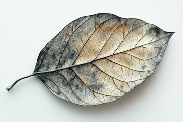 Aufkleber - A single, dried leaf with intricate veins, showcasing nature's delicate artistry and the beauty of decay.
