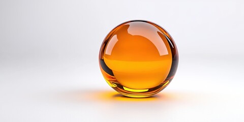 Radiant golden yellow oil bubble on a pristine white background. Glowing with a smooth, glossy finish.
