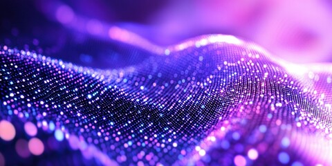 Poster - Colorful abstract wave of light particles in a mesmerizing digital landscape