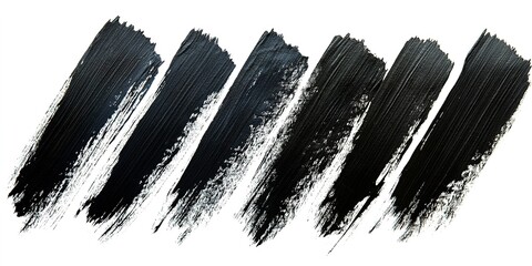 Poster - Various strokes of black paint showcasing texture and application techniques on a clean surface