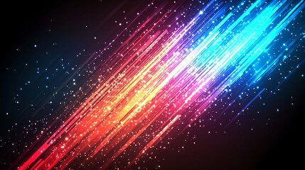 Wall Mural - a modern and chaotic atmosphere is created by a dark gaming background with neon orange and pink lin
