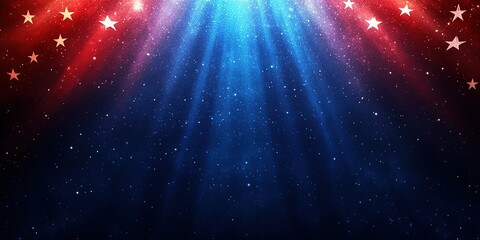 Poster - Vibrant cosmic background with blue and red rays and starry accents for festive occasions