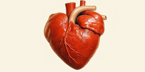 Poster - Detailed anatomical model of a human heart illustrating blood vessels and structure