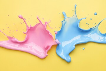 Poster - Colorful splashes of paint create a vibrant backdrop for creative designs and artistic expressions in bold hues and unique aesthetics